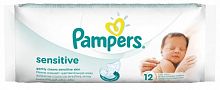 Pampers Sensitive Детские влажные салфетки, 12 шт					