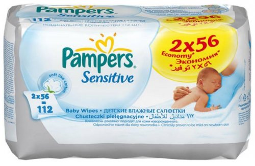 PAMPERS Салфетки детские увлажняющие сменный блок, 2* 56 шт