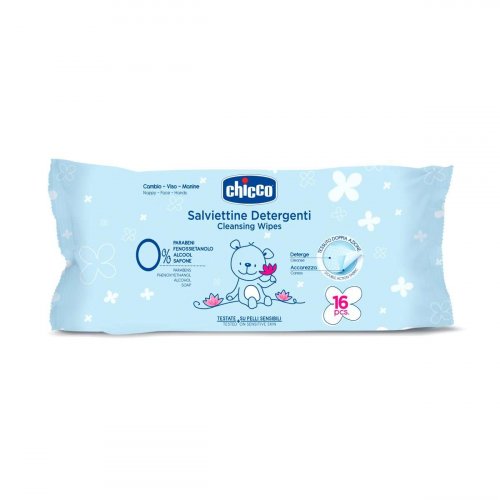 Chicco влажные очищающие салфетки, 16 штук