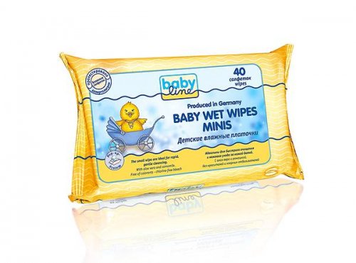 Babyline Детские влажные платочки с алое вера и ромашкой  40 шт