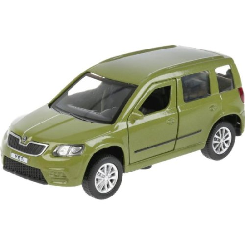  Технопарк Металлическая модель Skoda Yeti, 12 см, открывающиеся  двери, багаж, инерция / зеленый