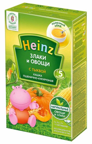 Heinz Каша безмолочная пшенично-кукурузная с тыквой, с 5 месяцев, 200 г