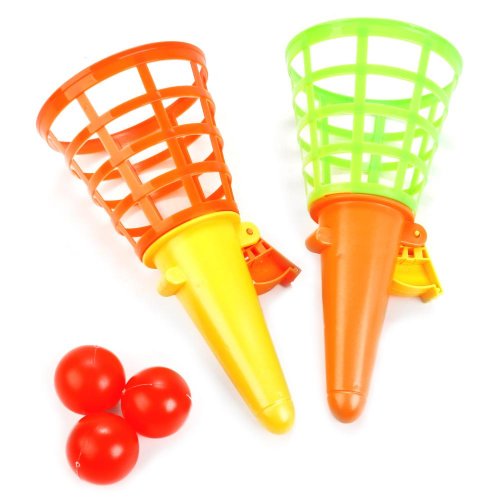 Детский набор Игра с ловушкой 3 мяча в сетке / цвет оранжевый, зеленый