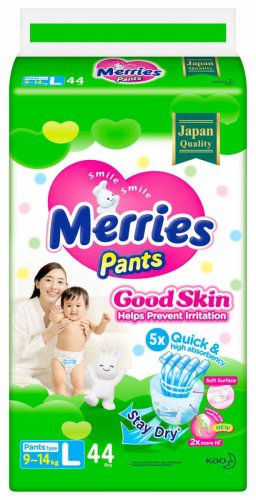 Merries Трусики Good Skin L (9-14 кг), 44 штуки