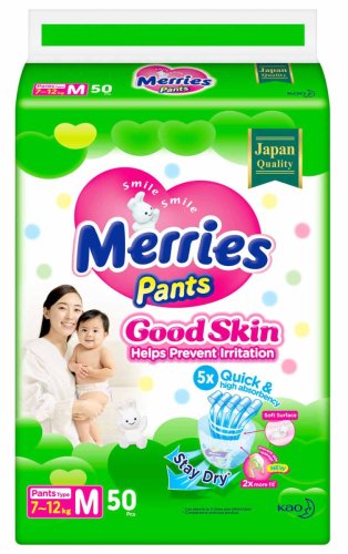 Merries Трусики Good Skin M (7-12 кг), 50 штук