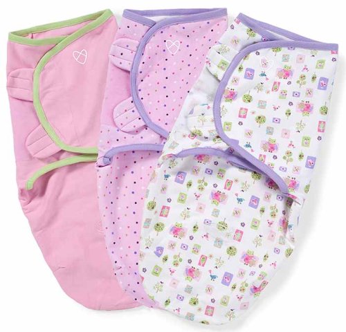 Summer Infant Конверт для пеленания на липучке Swaddleme, размер S/M, 3 штуки / цвет розовый